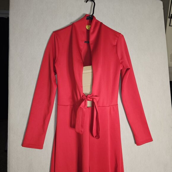 Red Jumpsuit Pants Set By DAISY Vintage Retro Sexy Club Stretchy Glam - Picture 7 of 12